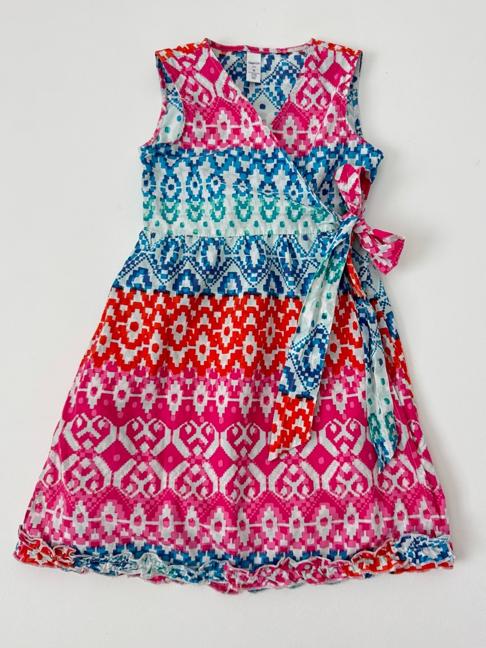 Gap Kids Wrap Dress Ikat Geometric Ethnic Boho Summer Colorful Size S